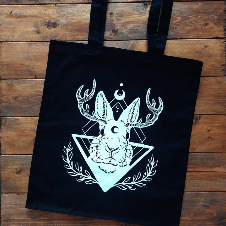 Tote bag "Jackalope white" for wholesale by Firlefanz Design