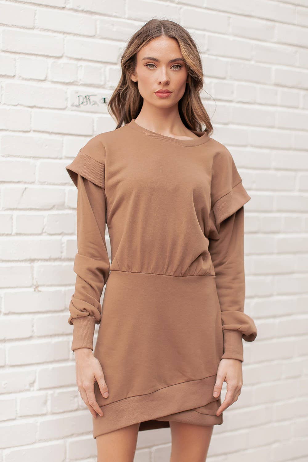 Strut & Bolt - Wholesale Dress - Women's - Ribbed Asymmetric Hem Knit Mini Dress10