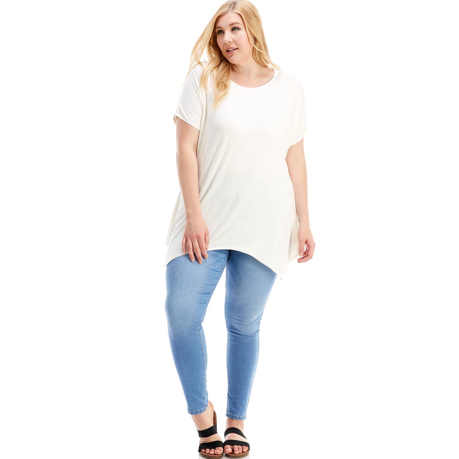 Azules Clothing - Wholesale Tunic - Women's - ATP-2307RSX Plus Size Asymmetric Short Sleeve Tunic70