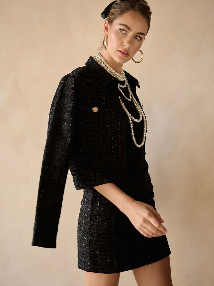 mittoshop - Wholesale Jacket - Women's - TWEED COLLARED CROP JACKET7