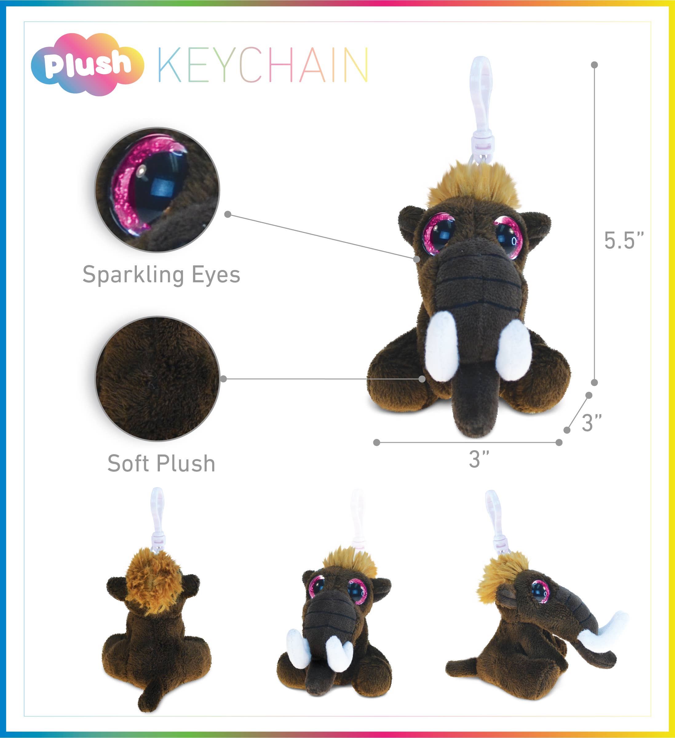 Cota Global – Engroshandel Plyslegetøj - Børn og baby – Stor Øje Nøglering - Mammut1