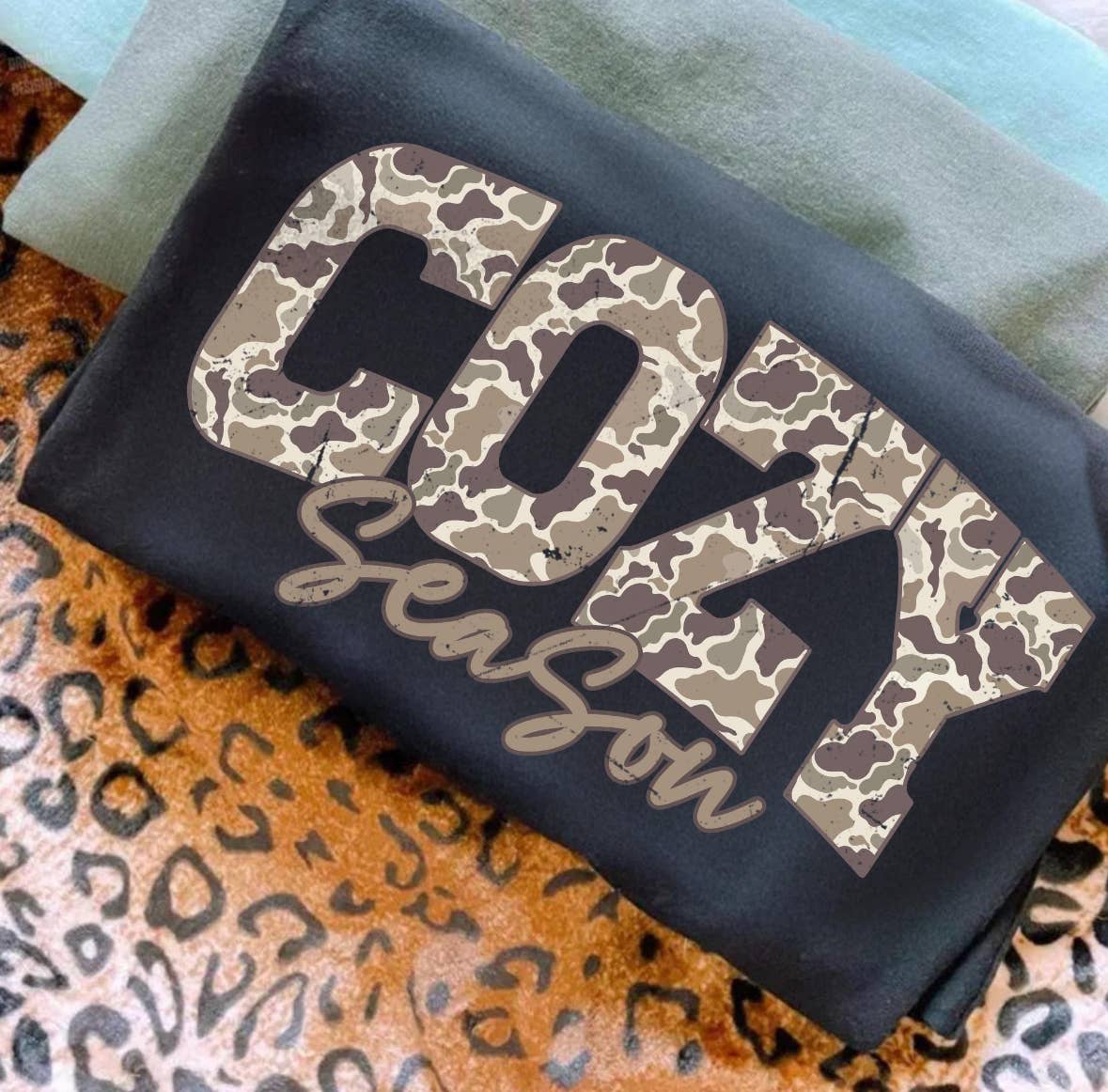 Blazing Oaks Clothing Company - Wholesale T-Shirt (Graphic) - Women's - Camo Cozy Season Short Sleeve Shirt