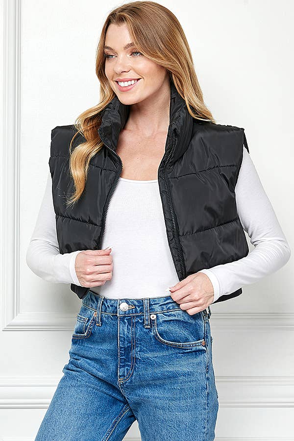 Veracci - Venta al por mayor Chaleco de abrigo - Mujer - Chaleco acolchado corto con cintura elástica13