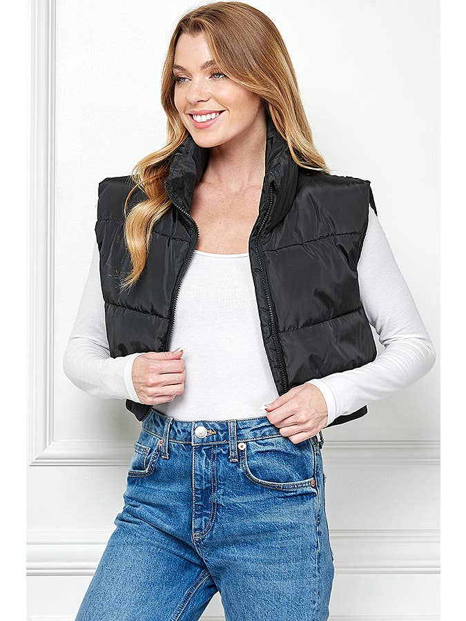 Veracci - Venta al por mayor Chaleco de abrigo - Mujer - Chaleco acolchado corto con cintura elástica13