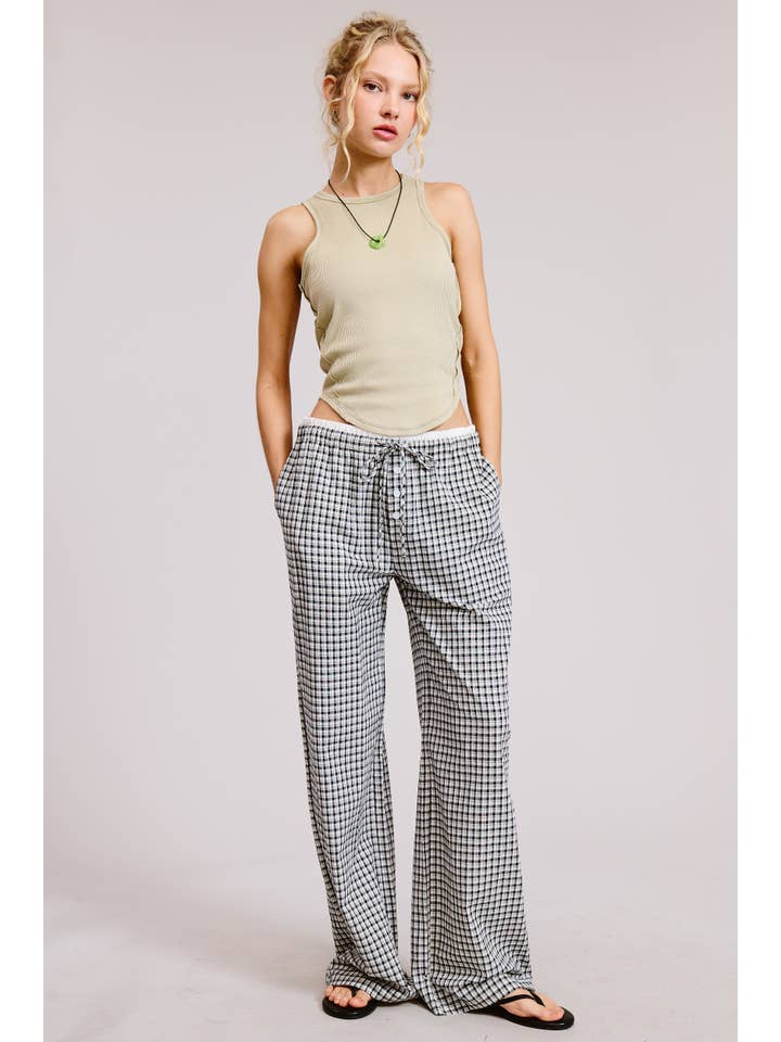 Mimosa - Wholesale Lounge Sweatpants/Joggers - Women's - Gingham Boxer Lounge Pants with Contrast Waistband