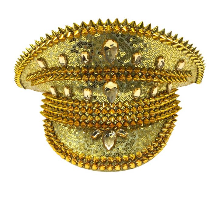 Plush Appeal LLC - Wholesale Costume - Women's - Gold Studded Captain Hat (Each)