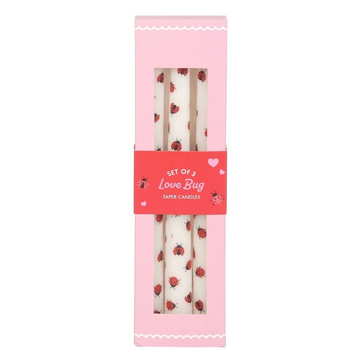 Something Different Wholesale - Wholesale Tapered Candle/Candlestick - Set of 3 Love Bug Ladybug Valentine Taper Candles