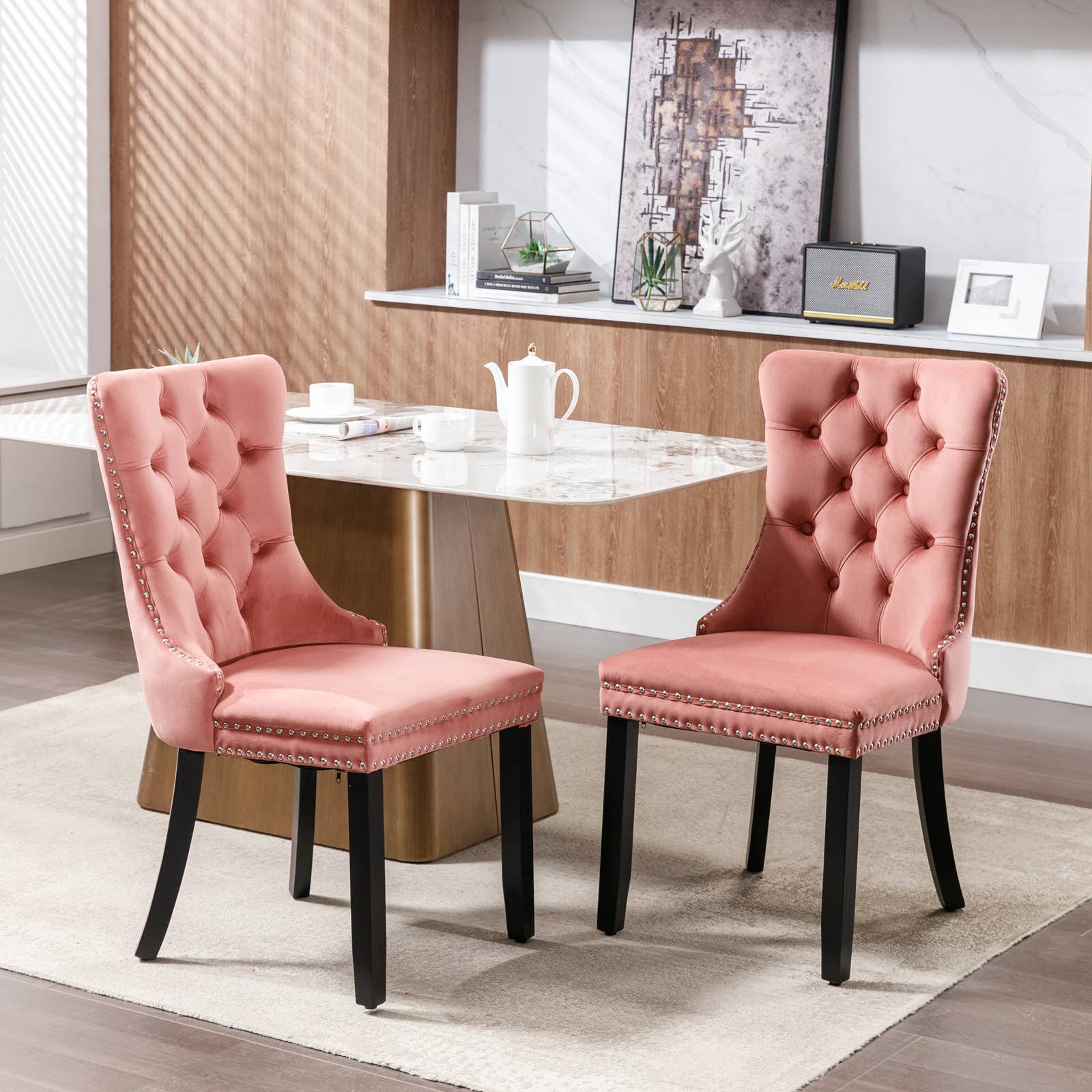 Modern Home Touch – wholesale Chair – Shena Set of 2 Velvet Kitchen Dining Chairs Knocker Back39