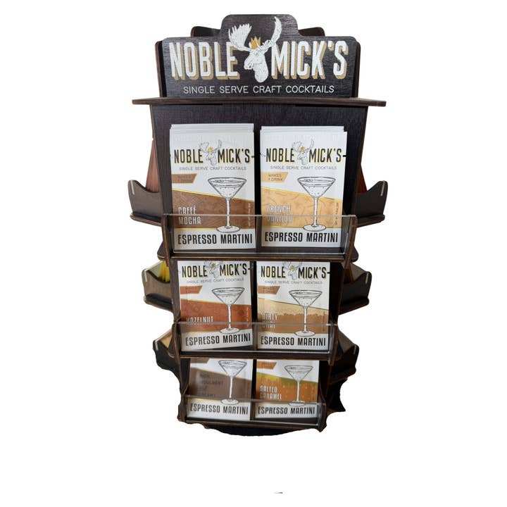Espresso Martini Cocktail Filled Spinner Display Package for wholesale by Noble Mick's - Craft Beverage Company