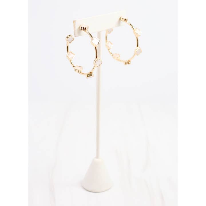 Caroline Hill - Wholesale Hoop Earrings - Stevens Clover Hoop Earring Gold
