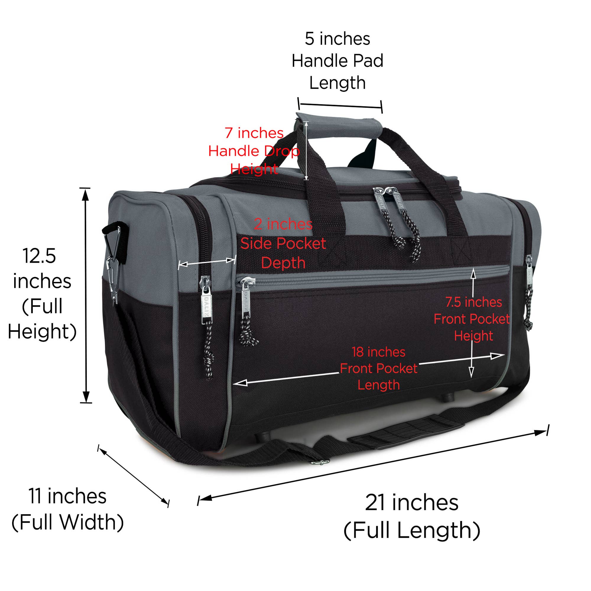 Dalix - Wholesale Weekender Bag - Unisex - DALIX 21" Blank Sports Duffle Bag Gym Bag Travel Duffel16