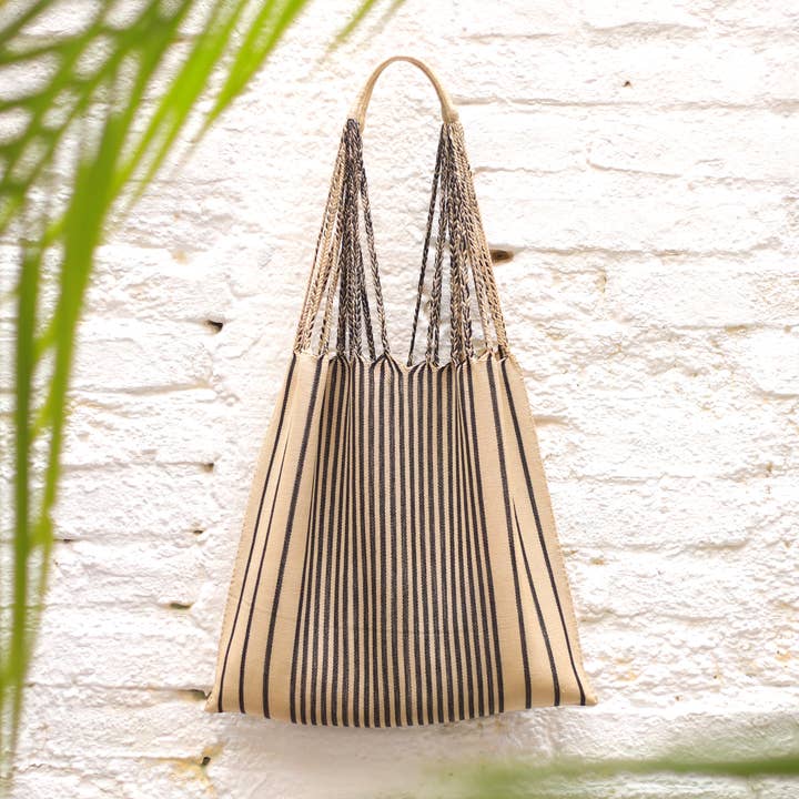 LUZ Collection - Wholesale Tote Bag - Women's - Las Rayas Totes - Hand Woven in Chiapas - Natural0