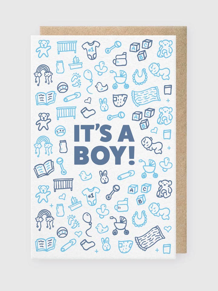 It's A Boy Greeting Card for wholesale by Pike Street Press