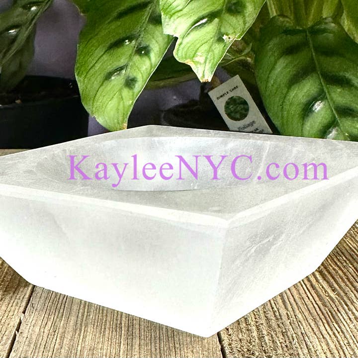 KayleeNYC - Wholesale Decorative Plate/Dish/Bowl - Natural Selenite aka Satin Spar Square Bowls ~10cm