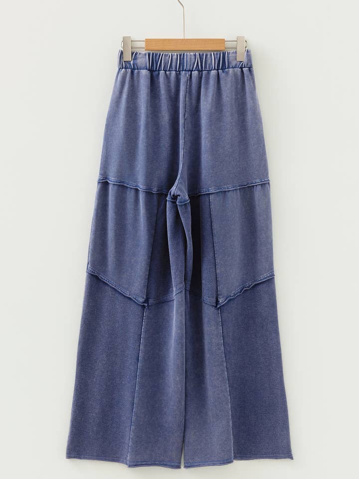 Suhkasana - Wholesale Pants - Women's - Women's Black Mineral Wash Wide Leg Patchwork Pants21