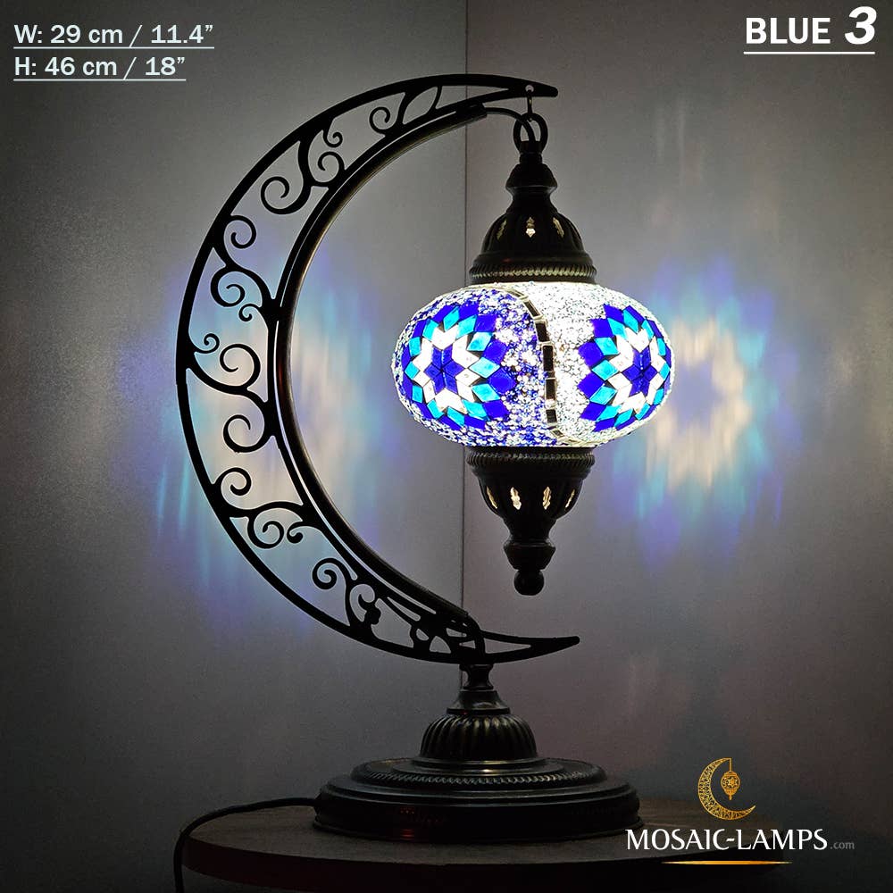 Mosaic Lamps - Wholesale Accent/Desk Lamp - 10+ Colors - Moroccan Moon Table Lamp, Arc, Murano Crescent4