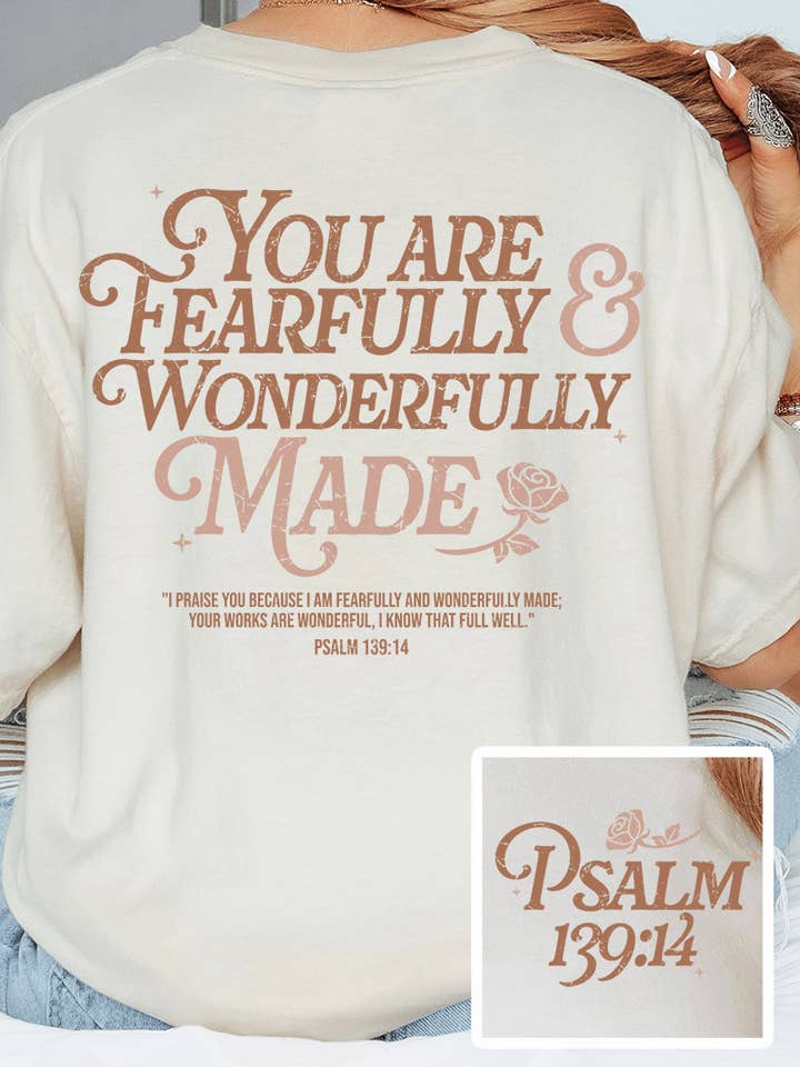 Wonderfully Made Front & Back Comfort Colors Adult Ring-Spun Cotton Tee for wholesale by Wholesale Accessory Market