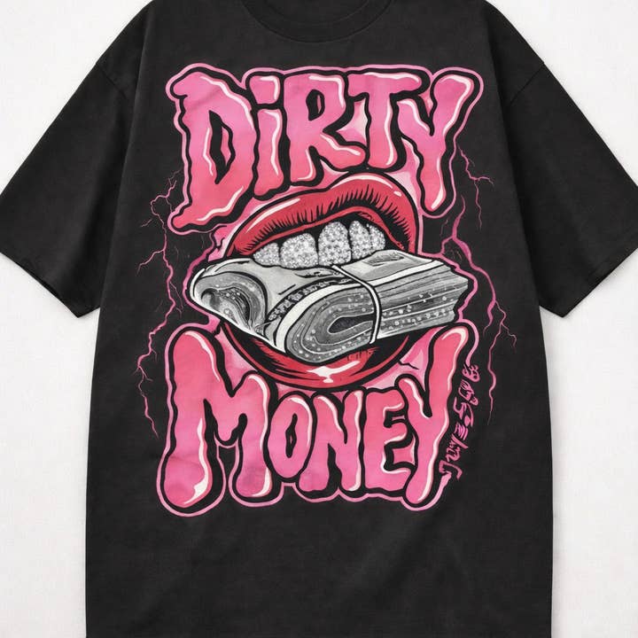 DIRTY MONEY RHINESTONE TEE for wholesale by SHAM