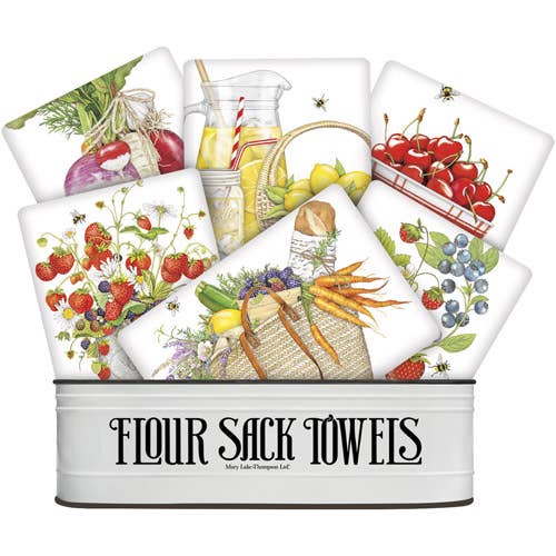 Mary Lake-Thompson Ltd. - Wholesale Tea Towel - Farmers Market Towel Unit -12- Oval