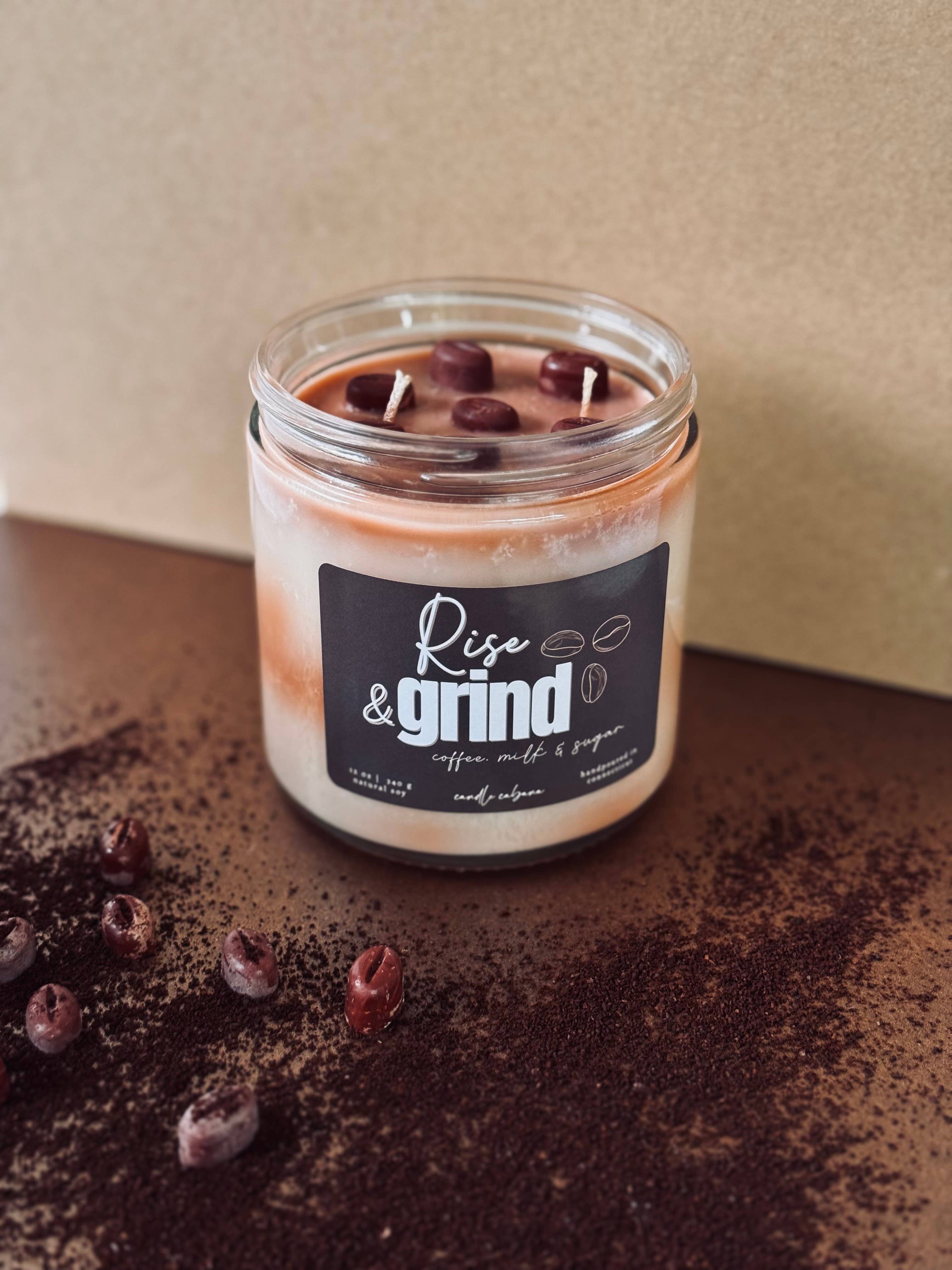 Candle Cabana - Wholesale Jar/filled candle - Rise & Grind - 12oz Coffee Scented Candle - Natural Soy0