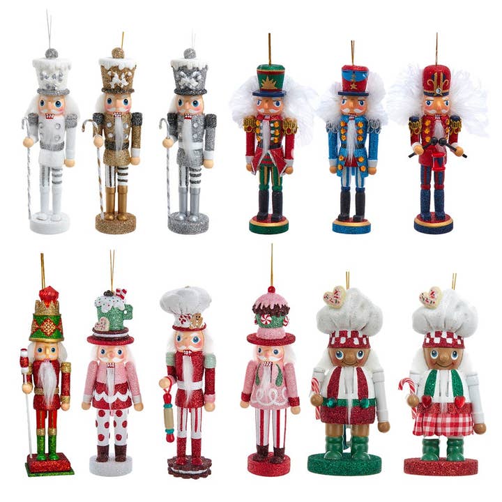 5“ Hollywood Nutcrackers™ Nutcracker Orns W/ Rack, 12/A for wholesale by Kurt S. Adler, Inc.