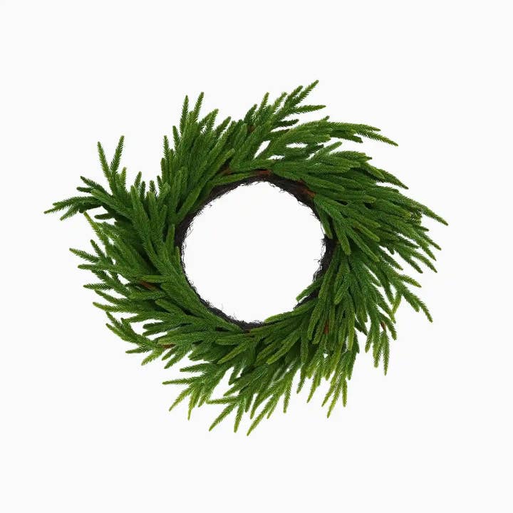 Real Touch Norfolk Pine Wreath 22” for wholesale by Thread To Form