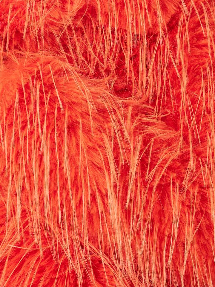 Orange Luna Shaggy Faux Fur Lapel Collar Coat (HDJ30779) for wholesale on Faire