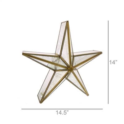 HomArt - Wholesale Wall Mirror - Glass Star Candle Holder, Mirrored - Med - Brass1