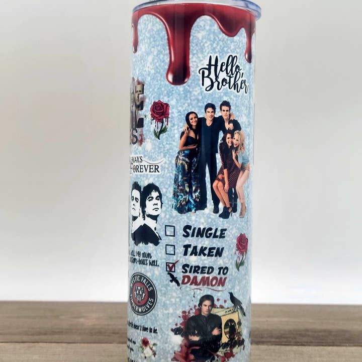 LGH Designs - Wholesale Insulated Mug/Tumbler - Vampire Diaries Tumbler- Vampire Diaries Fan Page, Team Damion, Team Stefan, Vampires, Hello Brother3