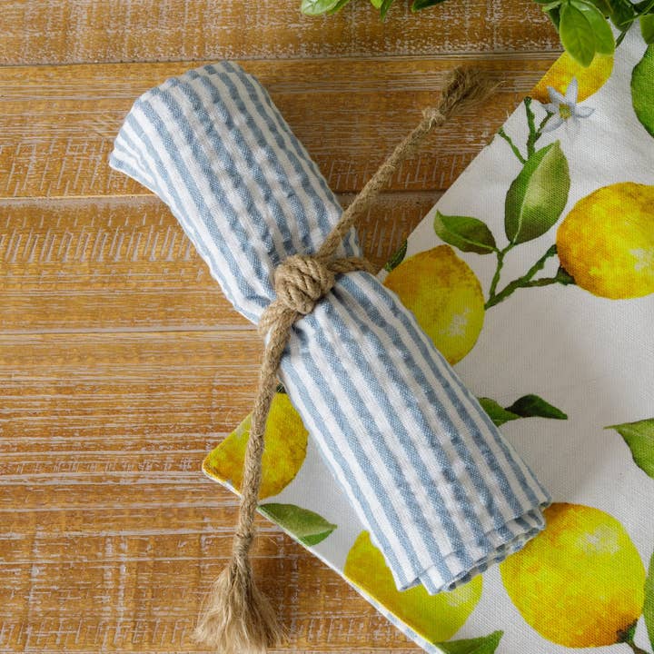 Servet - Blue Seersucker (Pk/04) voor wholesale door Audrey's Home & Gift