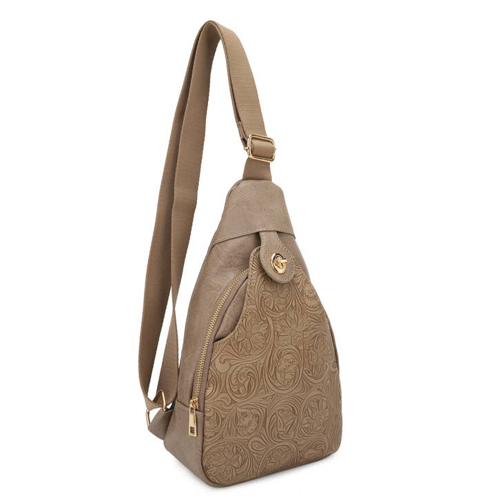 KAYLA+AVA - Wholesale Crossbody Bag - Women's - Jacqueline Paisley Tooling Embossed Sling Bag with Turnlock