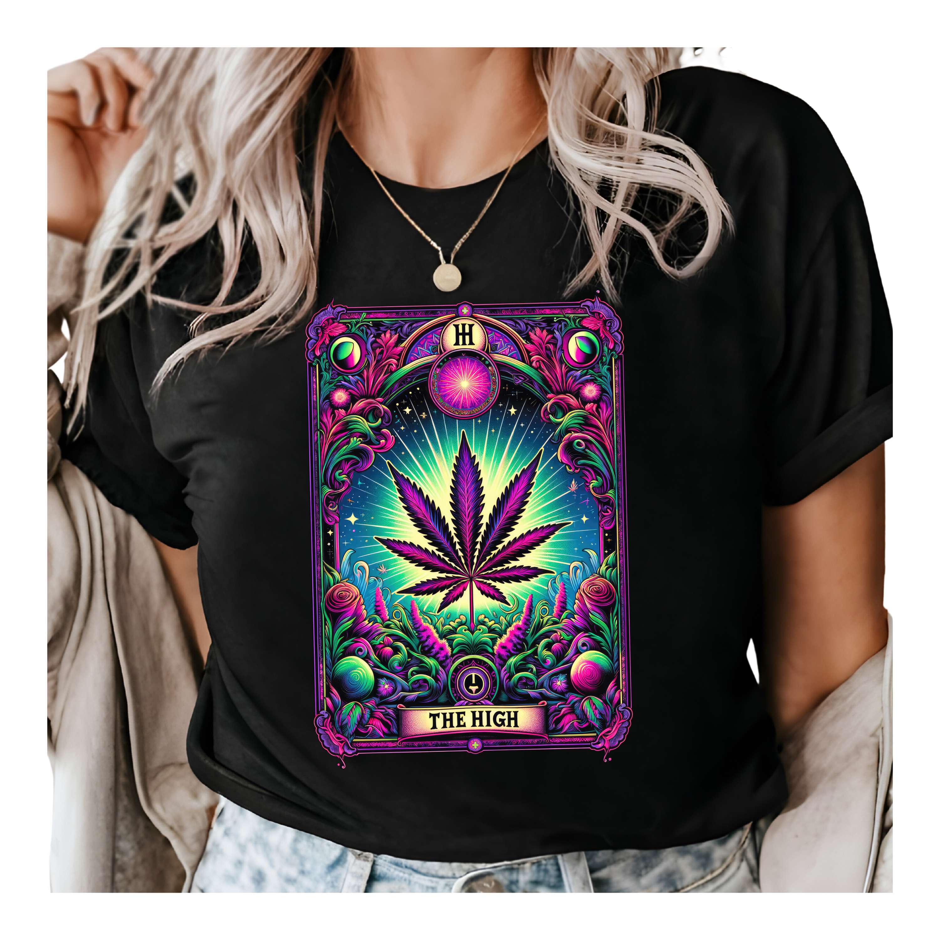 Epic Life  - Designed - Wholesale T-Shirt (Graphic) - Women's - Funny Cannabis Shirt, The HIGH Canna Leaf 420 tees XS-4XL0
