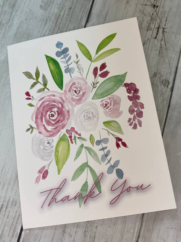 Floral Thank You Card, Wedding Thank You, 4x6 blank card for wholesale by Lone Fir Artisans