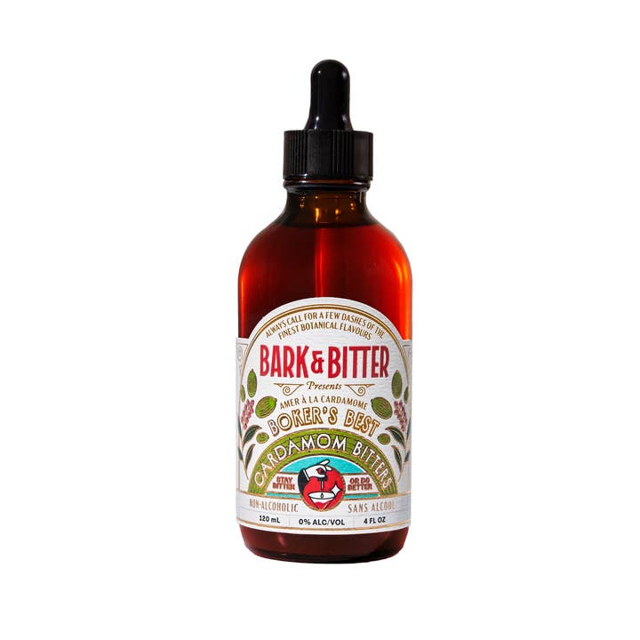 Boker's Best Cardamom Non-Alcoholic Bitters (4oz) for wholesale by Bark & Bitter