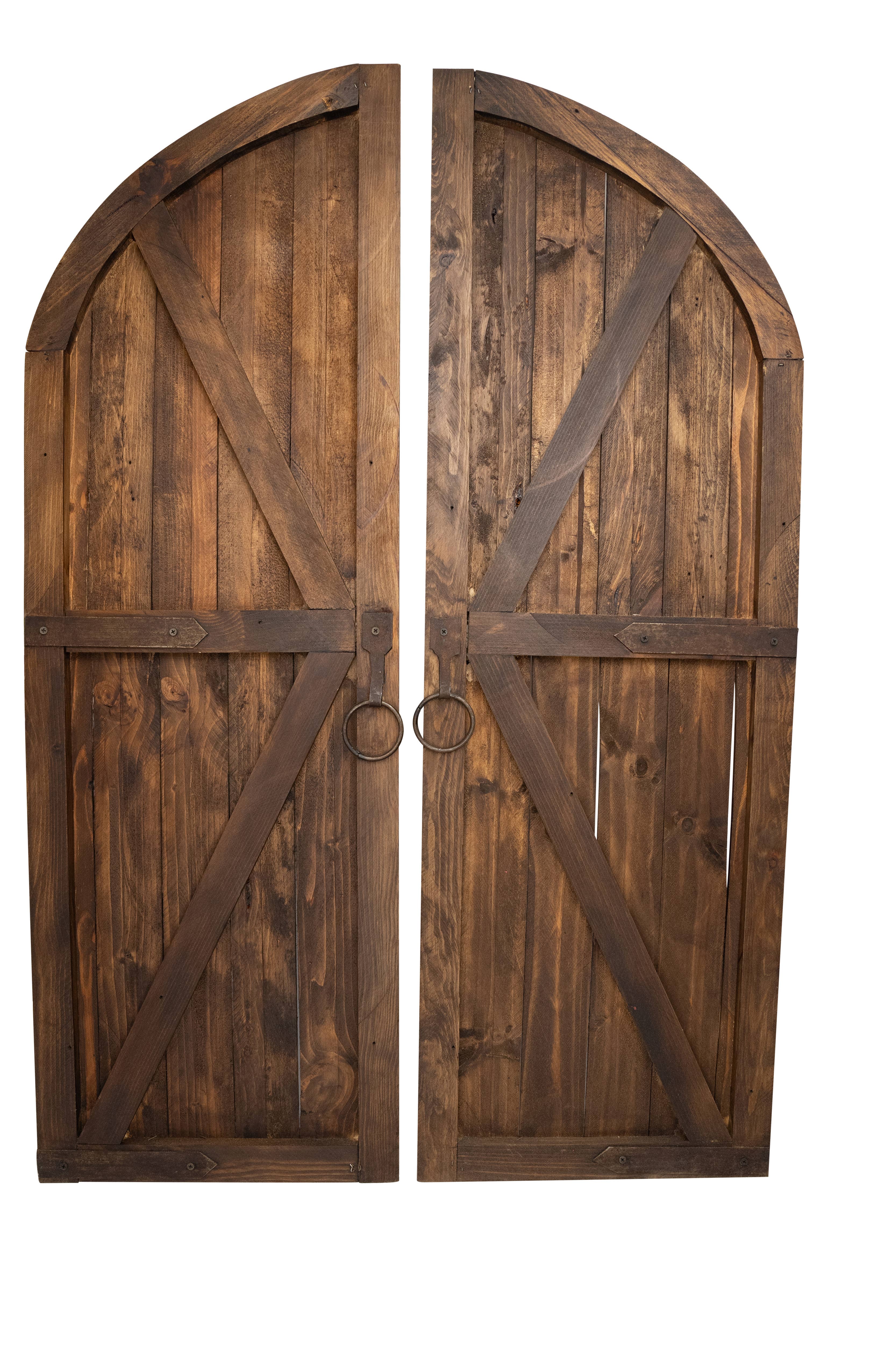 My Amigos Imports - Wholesale Wall Accent - Arched Farmhouse Wall Doors-Pair-Windows-32x48-Large-Brown