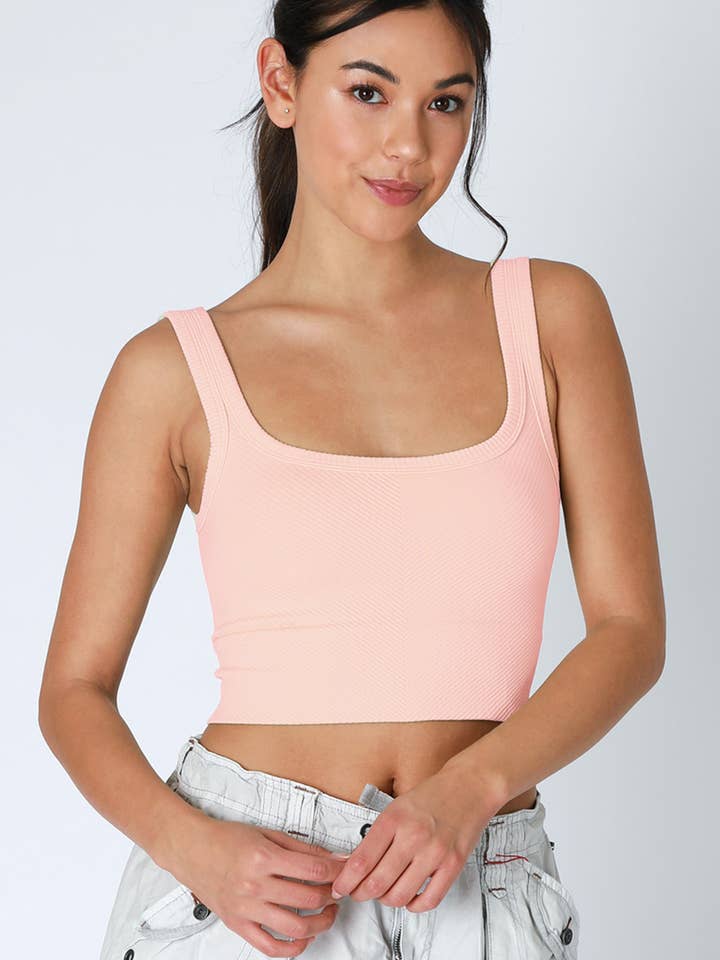 NIKIBIKI - Wholesale Knit Top - Women's - NS7801 - Chevron Ribbed Crop Top