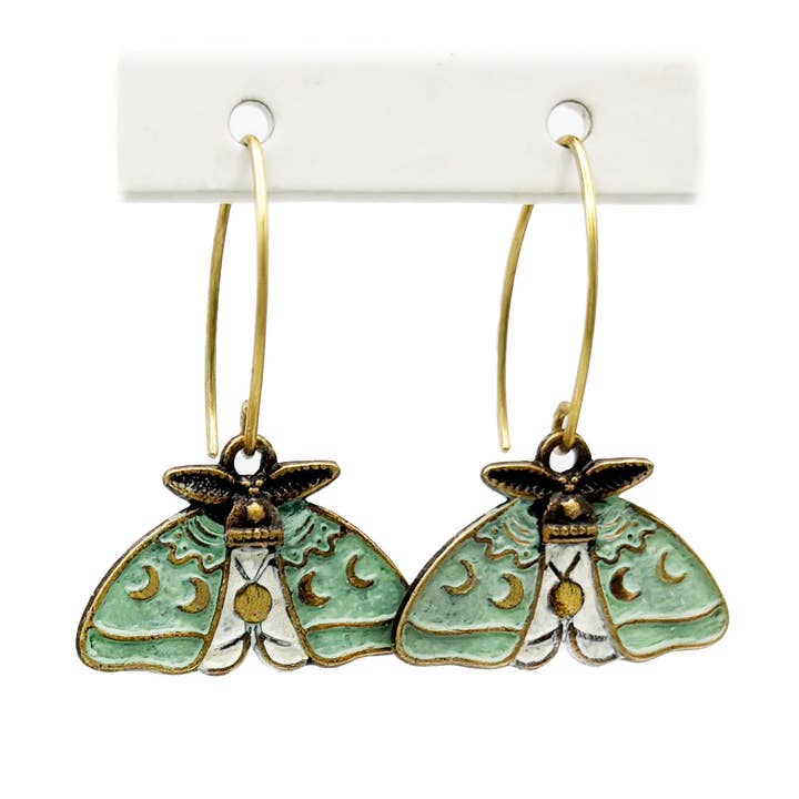 Luna Moth Charm Earrings for wholesale by Gleeful Peacock