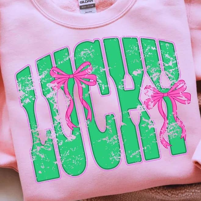 Lucky with bows St. Patrick's Day Sweatshirt for wholesale by Southern Designs & Home Decor