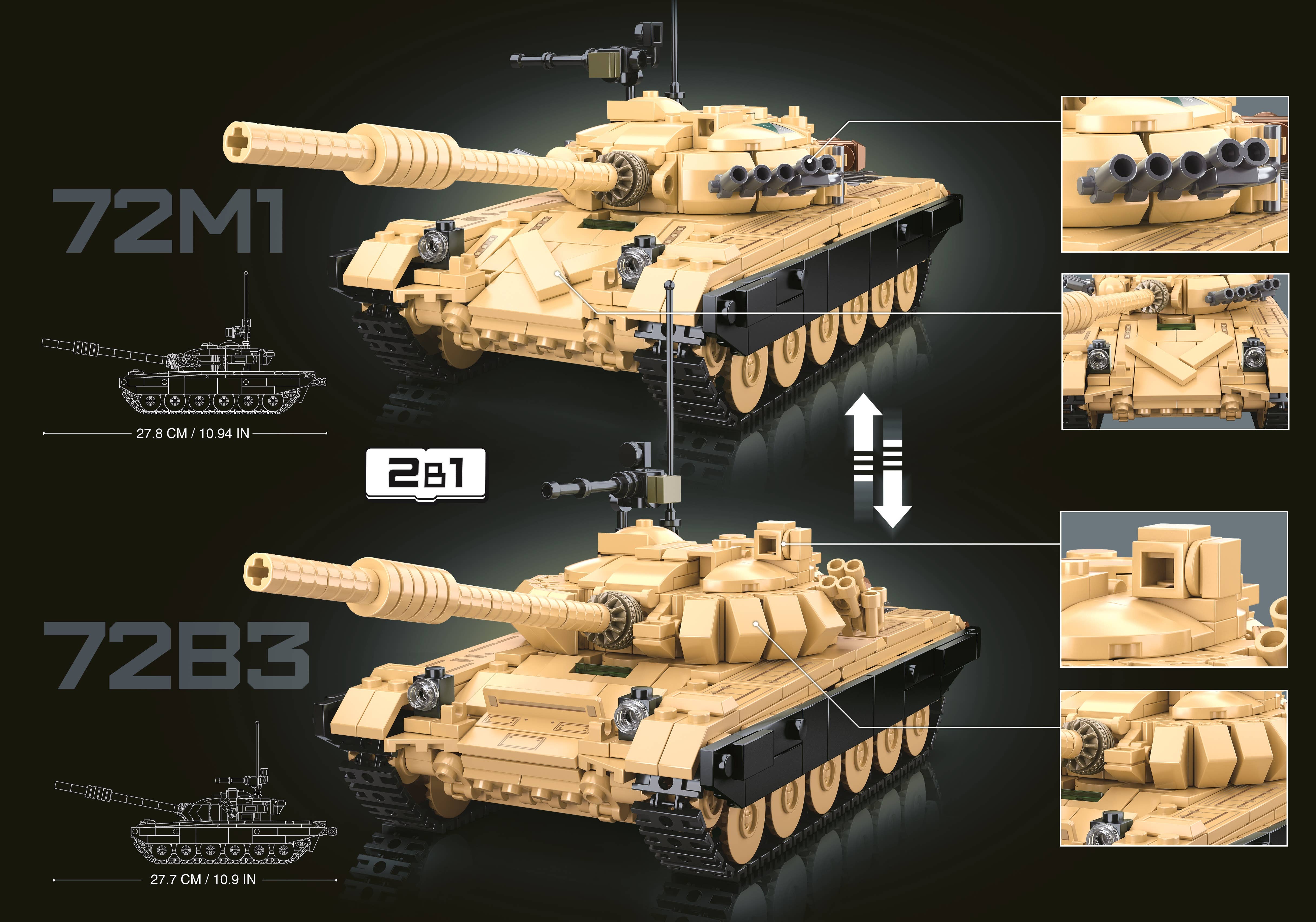 Sluban North America - Wholesale Build-a-Toy - Kids - T-72 Modern Soviet Main Battle Tank M38-B1011 - 770 Pcs4