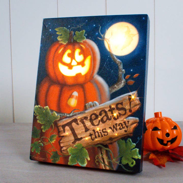 Treats This Way 8x6 Lighted Tabletop Canvas for wholesale by Glow Decor