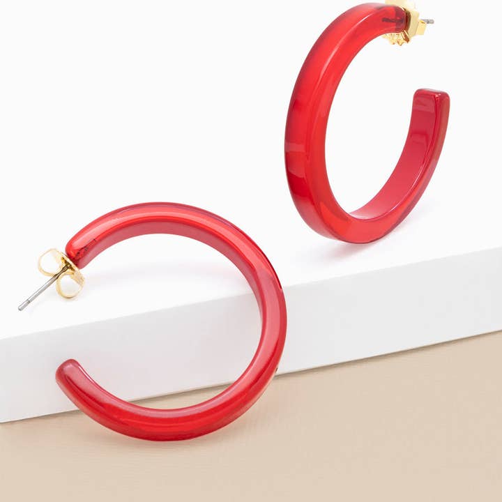 ZENZII Jewelry - Wholesale Hoop Earrings - Medium Resin Open Hoop Earring