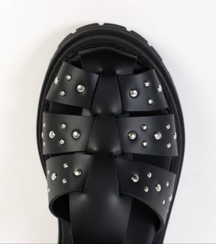 KMB Shoes - Vente Sandales – femme - CALA STUDS NOIR - Sandales de pêcheur épaisses avec clous3