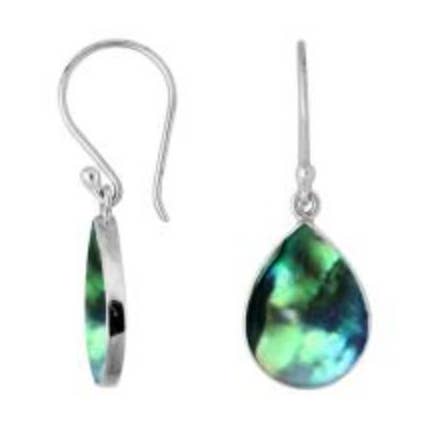 AE-6209-AB Sterling Silver Abalone Shell Pear Drop Earrings With Sleek Polished Frame for wholesale by Bali Designs