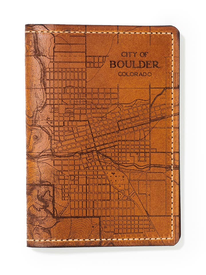 Boulder Map Passport Wallet for wholesale by Tactile Craftworks