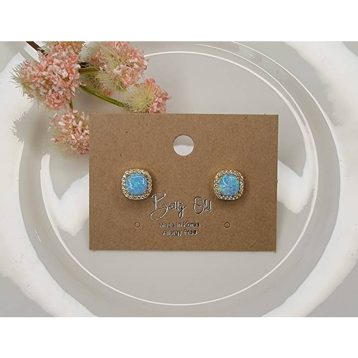 BETTYOH INC - Wholesale Stud/Post Earrings - LAB GROWN OPAL STUD EARRINGS.9
