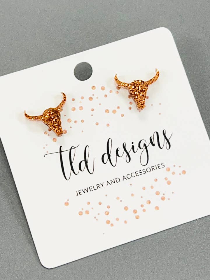 Longhorn Glitter Studs for wholesale by TLD Designs