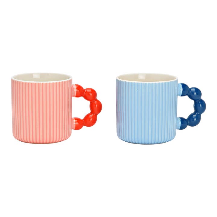 Mugg med pärlhandtag i porslin, 2-pack, Blå/Röd 360ml (B/H/D) 14x9x8cm för wholesale av Wurm