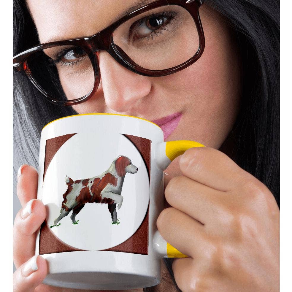 3dRose - Vendita all'ingrosso Tazza - 3dRose, Dipinto digitale a olio di un Springer Spaniel su sfondo bianco in una cornice rotonda coordinata, Tazza1