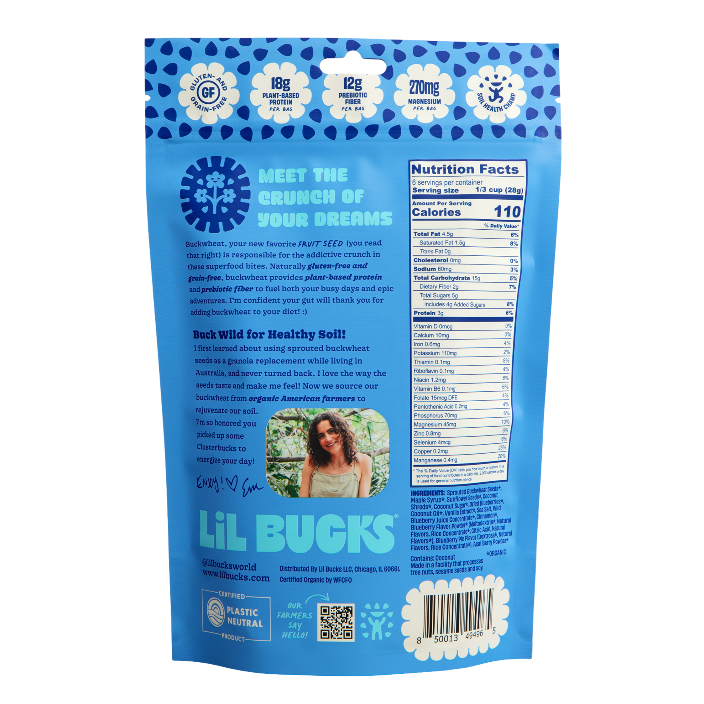 Lil Bucks - Wholesale Snack Bar - Clusterbucks Gluten-Free Bites - Blueberry Crisp - 6pk1
