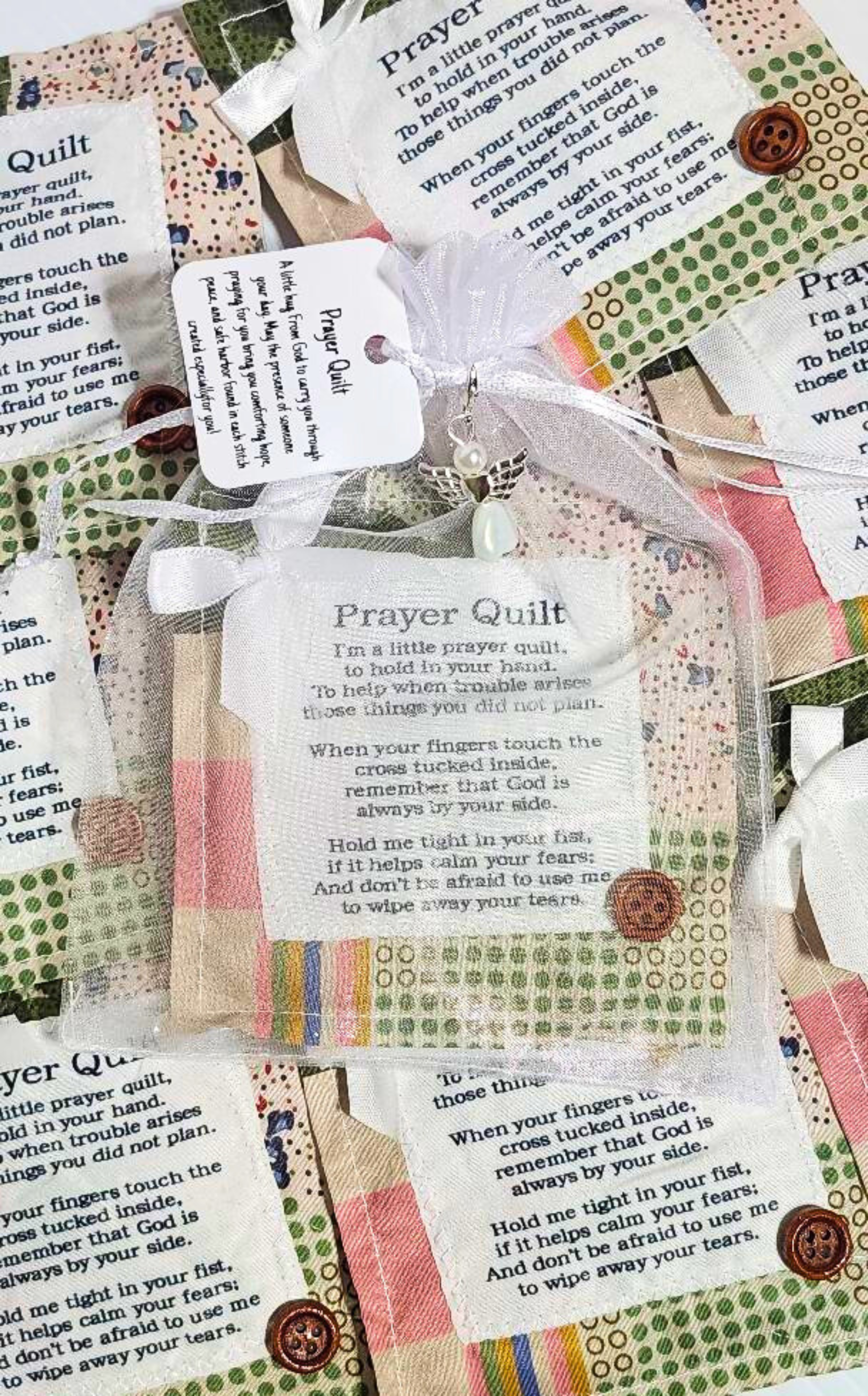 Paradise Island Gold and Silver - Wholesale Keepsake Coin/Token - Multicolor Mini Prayer Quilt – Premium Angel Charm Gift3